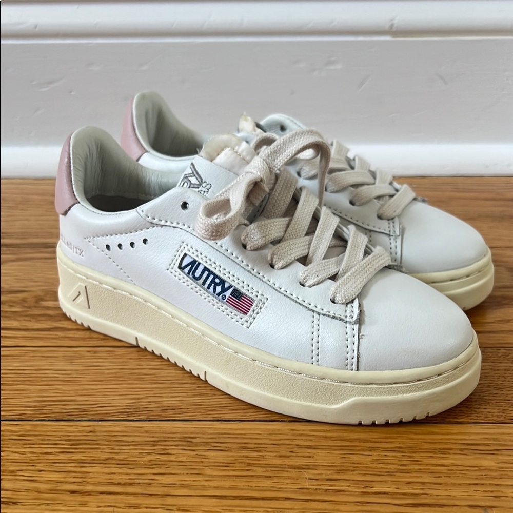 Autry White and Pink Sneakers